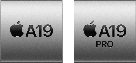 Two images displaying a grey square A19 chip and a grey square A19 PRO chip