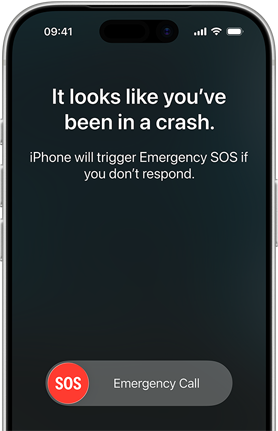 iPhone 17 Pro, front, screen shows connection to satellite