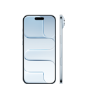 iPhone Air, front exterior, Sky Blue colour, Dynamic Island centred at top, side exterior, very thin profile, side button, Camera Control button