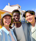 Centre Stage for photos feature in use highlighting the faces of three people