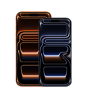 iPhone 17 Pro Max, front exterior, Cosmic Orange colour, iPhone 17 Pro, front exterior, Deep Blue colour