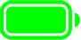 An icon of a fully charged battery in fluorescent green.